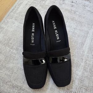 Anne Klein Telepathy Block Heeled Loafers, Black, Size 6